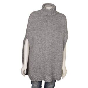 Zara Knit Turtleneck Poncho Sweater Cozy Wool Blend Size Medium